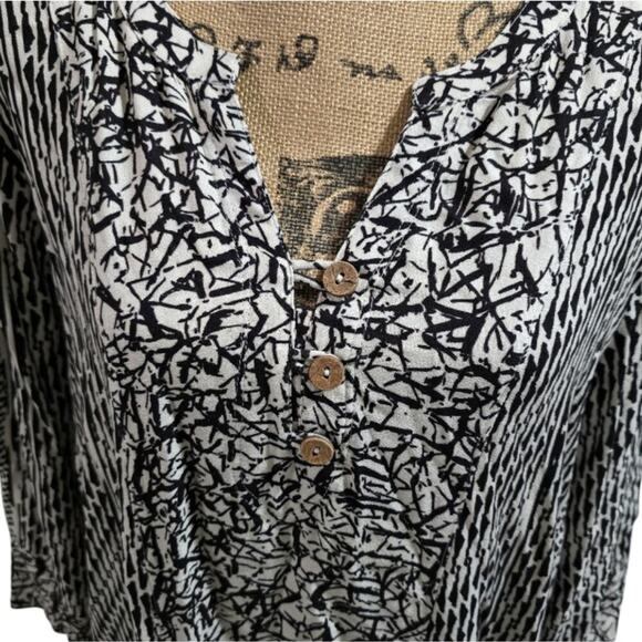 Soft Surroundings Black & White Ikat Raven Dress 3/4 Sleeve Womens Plus Size 1X‎ - Picture 3 of 8